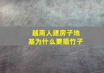 越南人建房子地基为什么要插竹子