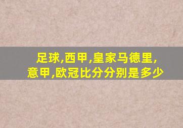 足球,西甲,皇家马德里,意甲,欧冠比分分别是多少