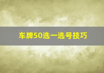 车牌50选一选号技巧