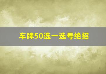 车牌50选一选号绝招