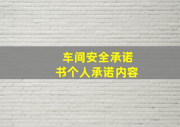 车间安全承诺书个人承诺内容