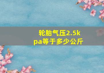 轮胎气压2.5kpa等于多少公斤