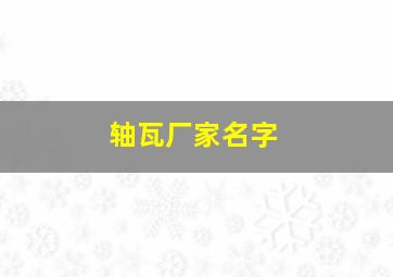 轴瓦厂家名字