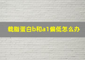 载脂蛋白b和a1偏低怎么办