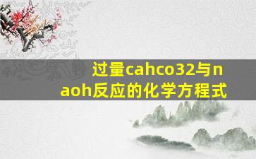 过量cahco32与naoh反应的化学方程式