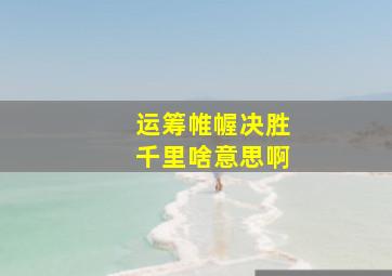 运筹帷幄决胜千里啥意思啊