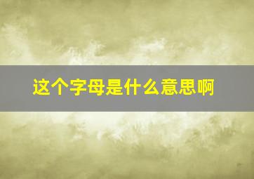 这个字母是什么意思啊