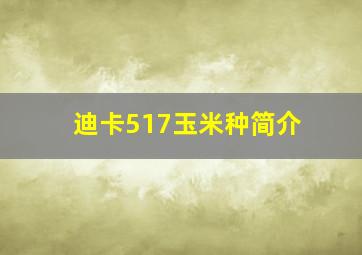 迪卡517玉米种简介