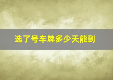 选了号车牌多少天能到