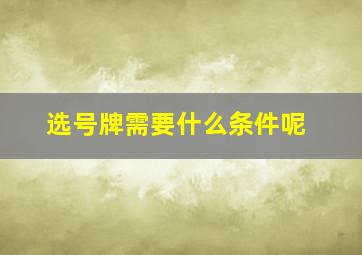 选号牌需要什么条件呢