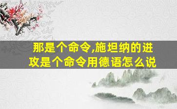 那是个命令,施坦纳的进攻是个命令用德语怎么说