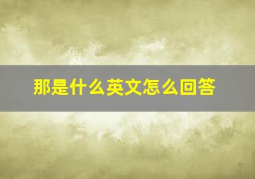 那是什么英文怎么回答