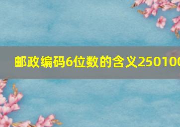 邮政编码6位数的含义250100