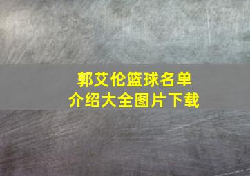 郭艾伦篮球名单介绍大全图片下载