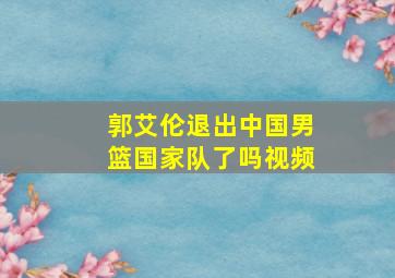 郭艾伦退出中国男篮国家队了吗视频