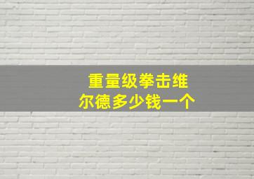 重量级拳击维尔德多少钱一个