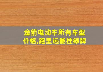 金箭电动车所有车型价格,跑里远能挂绿牌