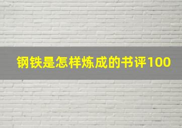 钢铁是怎样炼成的书评100