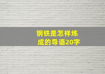 钢铁是怎样炼成的导语20字