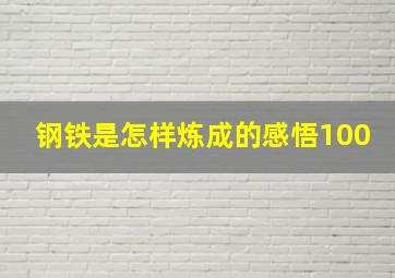 钢铁是怎样炼成的感悟100