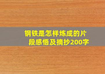 钢铁是怎样炼成的片段感悟及摘抄200字