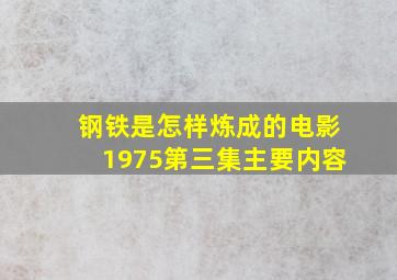 钢铁是怎样炼成的电影1975第三集主要内容