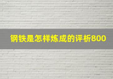 钢铁是怎样炼成的评析800