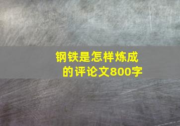 钢铁是怎样炼成的评论文800字