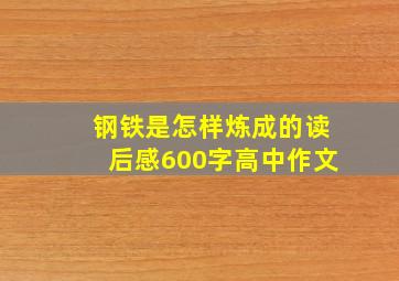 钢铁是怎样炼成的读后感600字高中作文