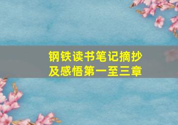 钢铁读书笔记摘抄及感悟第一至三章