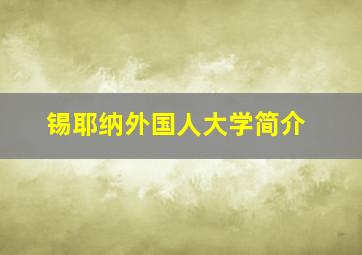 锡耶纳外国人大学简介