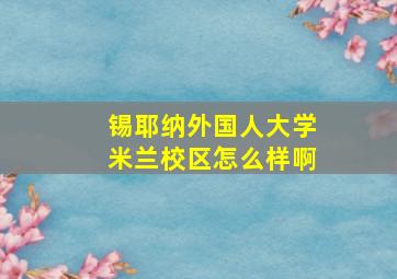 锡耶纳外国人大学米兰校区怎么样啊