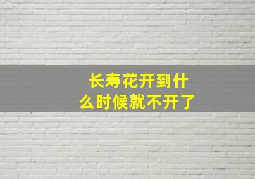 长寿花开到什么时候就不开了