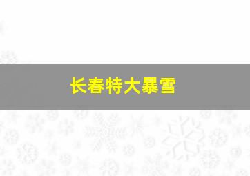 长春特大暴雪