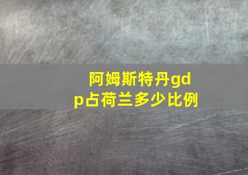 阿姆斯特丹gdp占荷兰多少比例