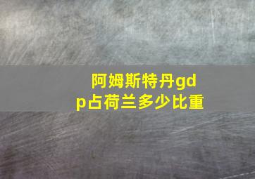 阿姆斯特丹gdp占荷兰多少比重