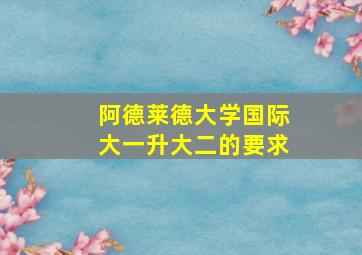 阿德莱德大学国际大一升大二的要求