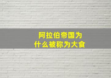 阿拉伯帝国为什么被称为大食