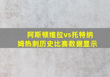 阿斯顿维拉vs托特纳姆热刺历史比赛数据显示