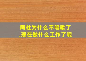 阿杜为什么不唱歌了,现在做什么工作了呢