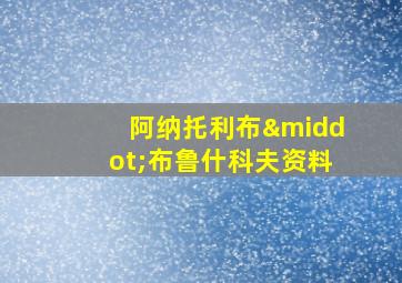 阿纳托利布·布鲁什科夫资料