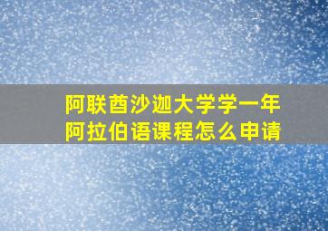 阿联酋沙迦大学学一年阿拉伯语课程怎么申请