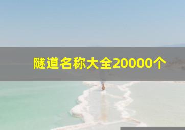 隧道名称大全20000个