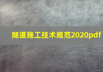 隧道施工技术规范2020pdf