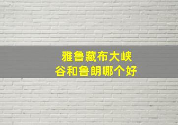 雅鲁藏布大峡谷和鲁朗哪个好