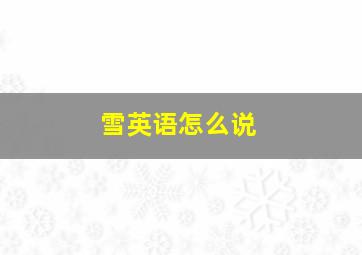 雪英语怎么说