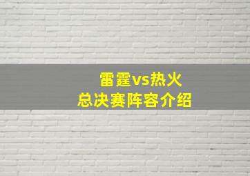 雷霆vs热火总决赛阵容介绍