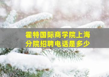 霍特国际商学院上海分院招聘电话是多少