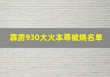 霹雳930大火本尊被烧名单