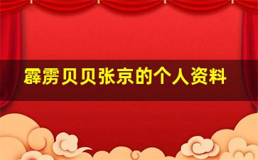 霹雳贝贝张京的个人资料